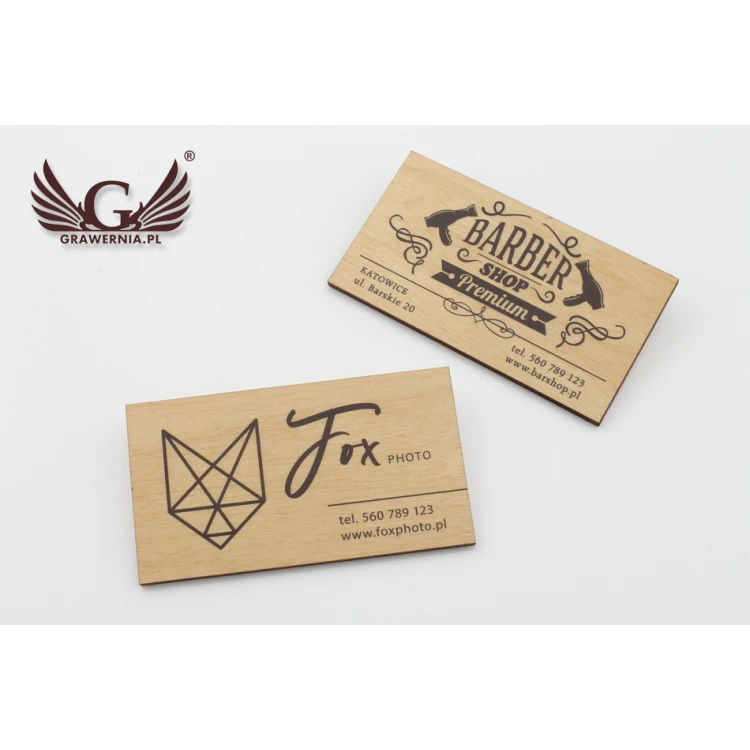 Wizytówki z drewna premium - lakierowane - druk UV - WZ022