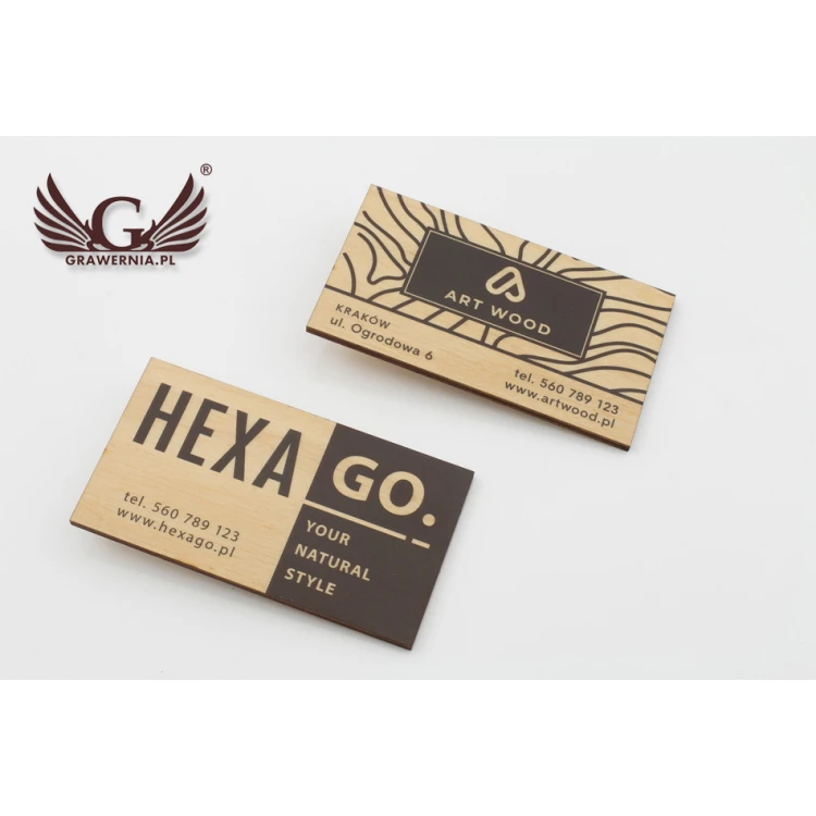 Wizytówki z drewna premium - lakierowane - druk UV - WZ022