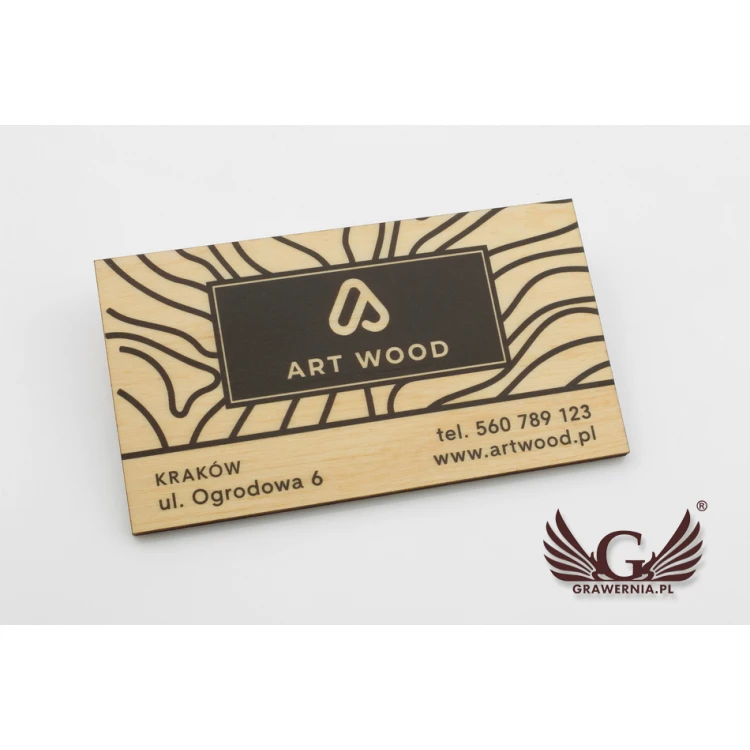 Wizytówki z drewna premium - lakierowane - druk UV - WZ022