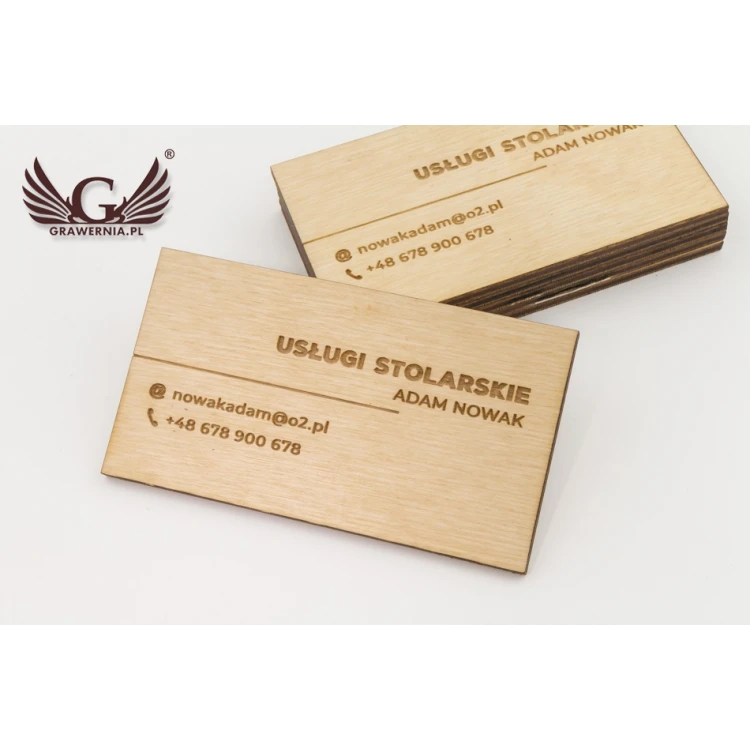 Wizytówki z drewna premium - lakierowane - grawerowane -  WZ025
