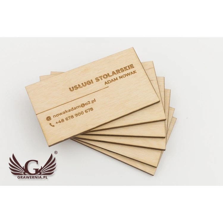 Wizytówki z drewna premium - lakierowane - grawerowane -  WZ025