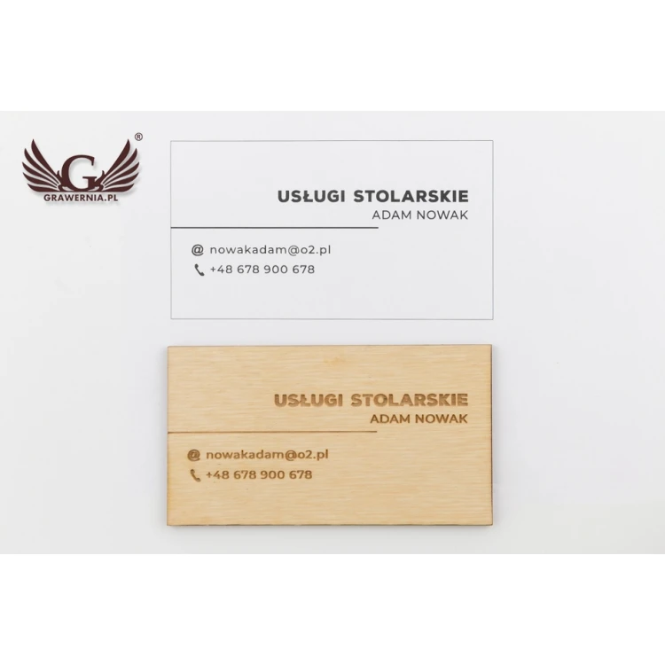 Wizytówki z drewna premium - lakierowane - grawerowane -  WZ025
