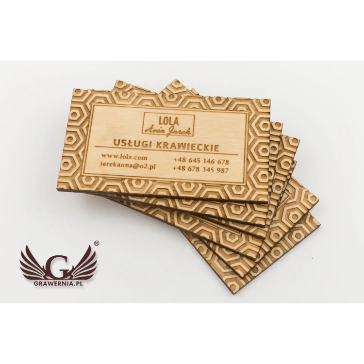 Wizytówki z drewna premium - lakierowane - grawerowane - WZ026