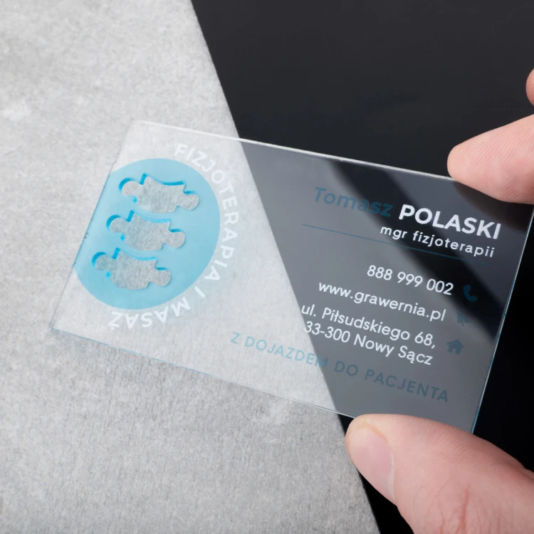 Wizytówki z plexi transparentnej - WIZ044 - kolorowy druk UV 