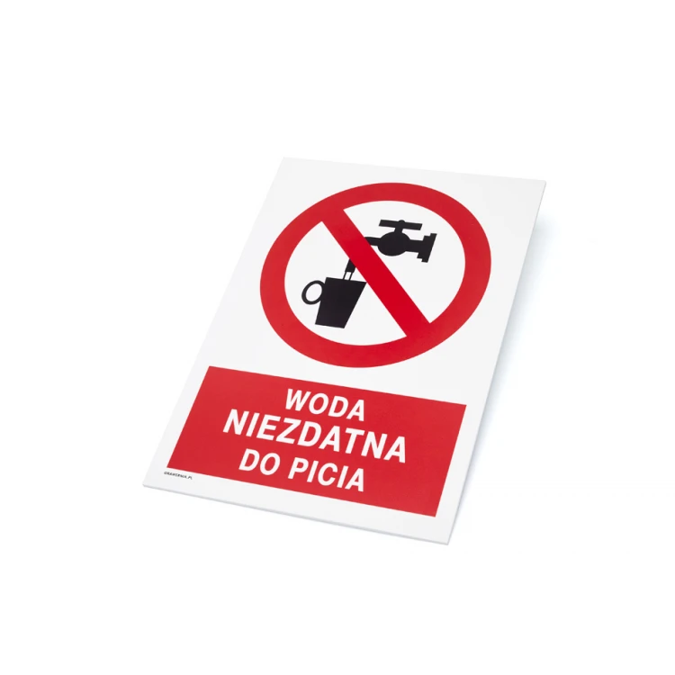 Woda niezdatna do picia - wym. 297x210mm (A4) - PVC - kolorowy druk UV - BHP055
