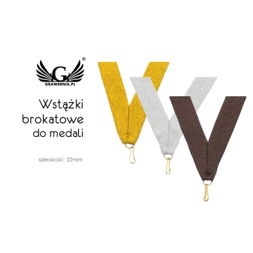 Wstążki do medali brokatowe z zapięciem na karabińczyk - szerokość 22mm - WS003