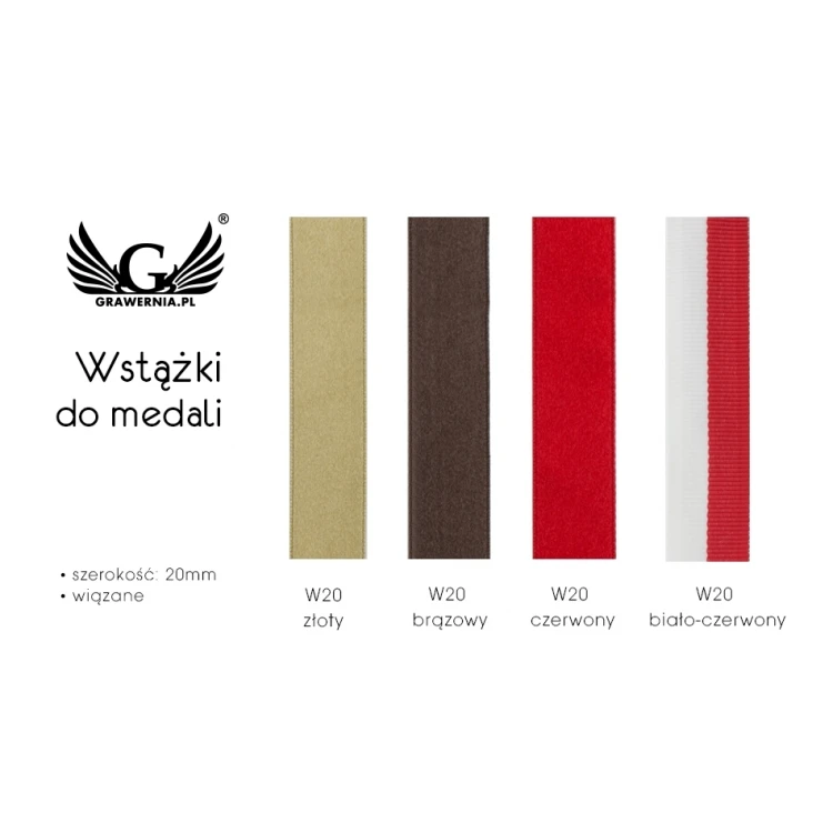 Wstążki wiązane do medali - szerokość 20mm - WS005