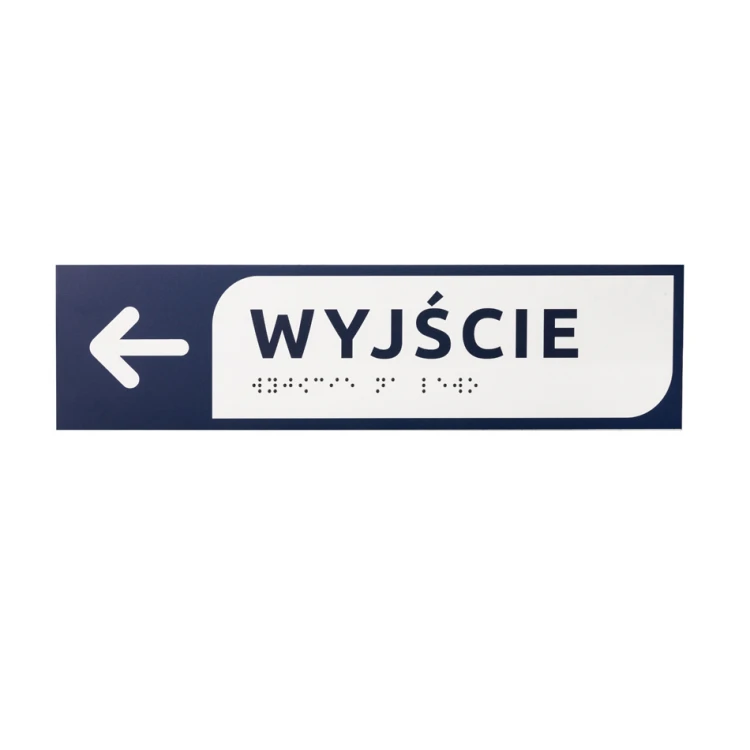 Wyjście - tabliczka kierunkowa z dibondu z pismem Braille'a - wym. 274x72mm - MONO - TAB280
