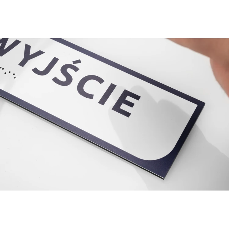 Wyjście - tabliczka kierunkowa z dibondu z pismem Braille'a - wym. 274x72mm - MONO - TAB280