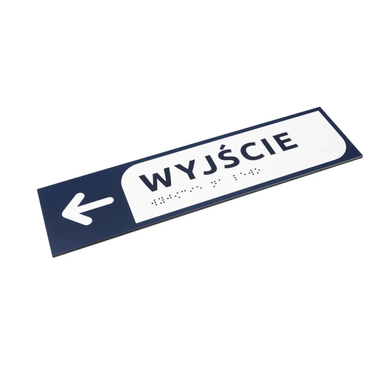 Wyjście - tabliczka kierunkowa z dibondu z pismem Braille'a - wym. 274x72mm - MONO - TAB280