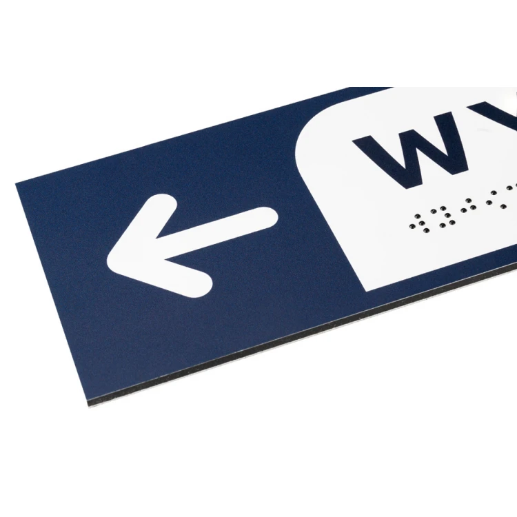 Wyjście - tabliczka kierunkowa z dibondu z pismem Braille'a - wym. 274x72mm - MONO - TAB280