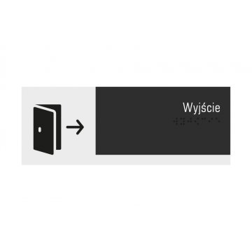 Wyjście - tabliczka z pismem Braille'a - akryl szroniony i i czarna ADA wym. 200x75mm - NORD - TAB323