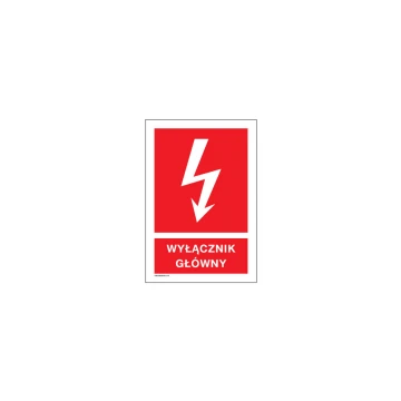 Wyłącznik główny - tabliczka przeciwpożarowa wym. 150x220mm - PVC - kolorowy druk UV - BHP132