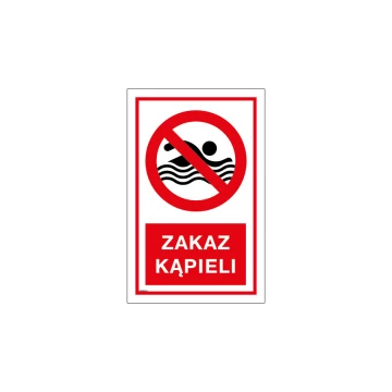 Zakaz kąpieli - tabliczka na basen lub kąpielisko wym. 420x653mm - PVC - kolorowy druk UV - TAB227