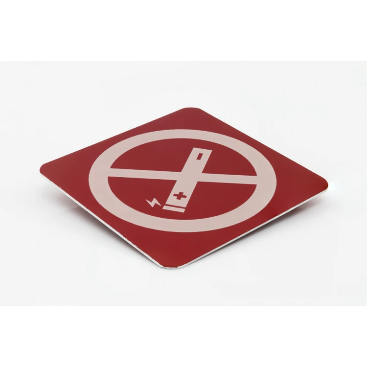 Zakaz palenia papierosów elektronicznych - czerwone aluminium 1mm - tabliczka 80x80mm - Z010