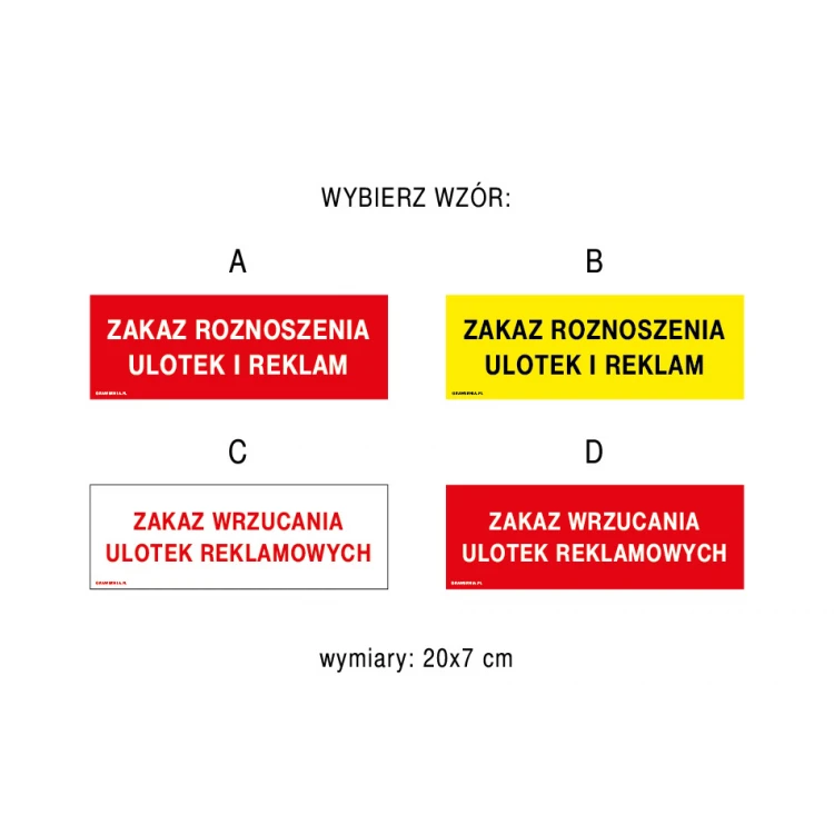 Zakaz wrzucania ulotek reklamowych - tabliczka wym. 200x70mm - PVC - kolorowy druk UV - TAB184
