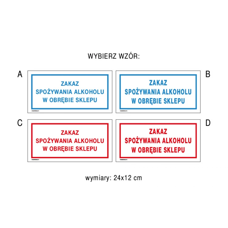 Zakaz spożywania alkoholu w obrębie sklepu - tabliczka do sklepu wym. 240x120mm - PVC - kolorowy druk UV - TAB188