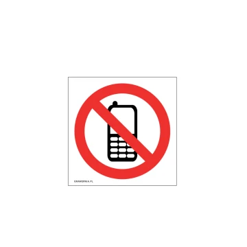 Zakaz używania telefonów komórkowych - wym. 120x120mm - PVC - kolorowy druk UV - TAB200