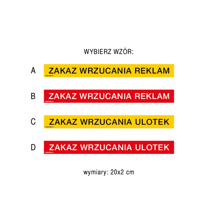 Zakaz wrzucania reklam - tabliczka wym. 200x20mm - PVC - kolorowy druk UV - TAB179