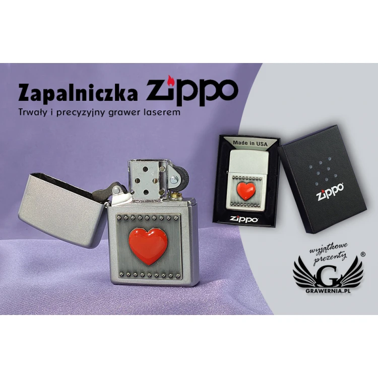 Zapalniczka Zippo Serce Czerwone Satin Chrome - ZIP022