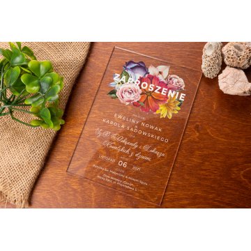 Zaproszenia ślubne - plexi 3mm z nadrukiem UV - ZAP069