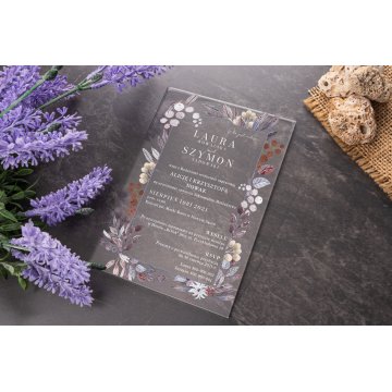 Zaproszenia ślubne - wym. 104x152mm (C6) - plexi 3mm z nadrukiem UV - ZAP073