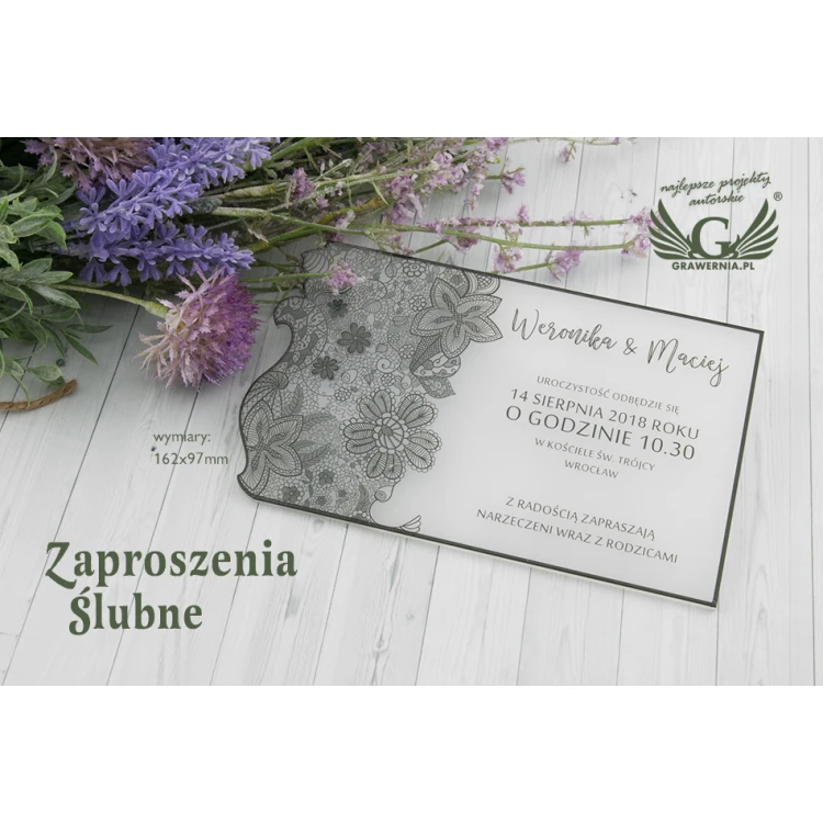 Zaproszenia ślubne z akrylu - cyfrowy druk UV - ZAP035