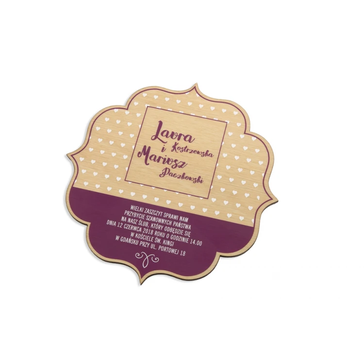 Zaproszenia ślubne z drewna - cyfrowy druk UV - ZAP002