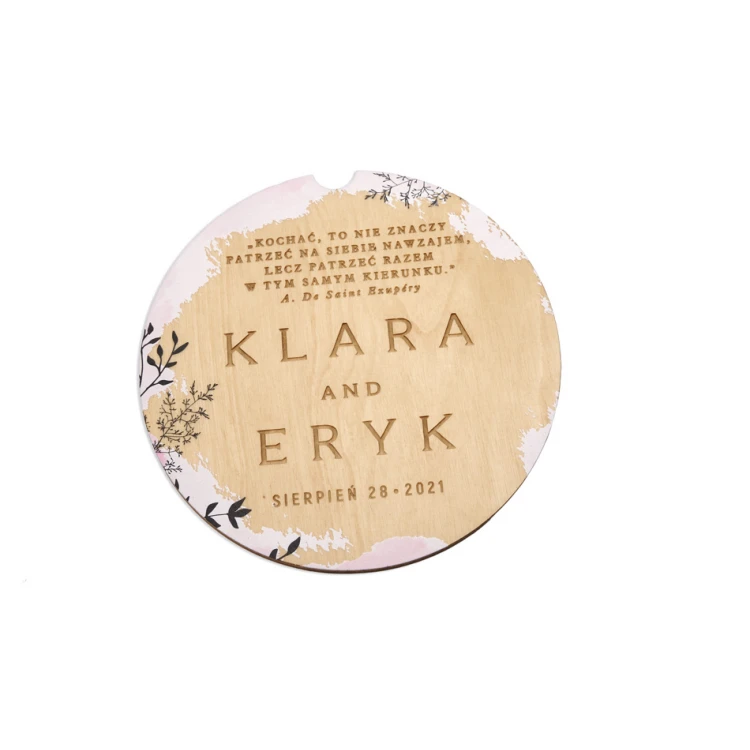 Zaproszenia ślubne z drewna - cyfrowy druk UV - ZAP064
