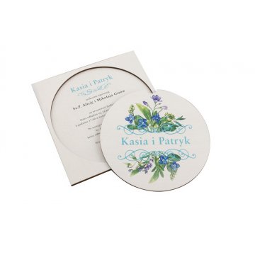 Zaproszenia ślubne z drewna - cyfrowy druk UV - ZAP045