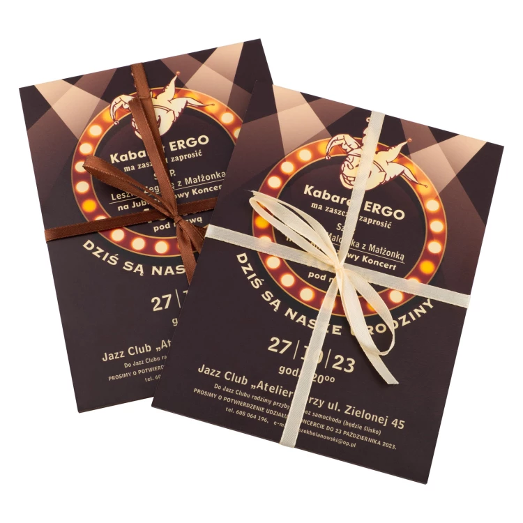 Zaproszenie na jubileuszowy koncert w formie drewnianej tabliczki - wym. 133x184mm - ZAP095