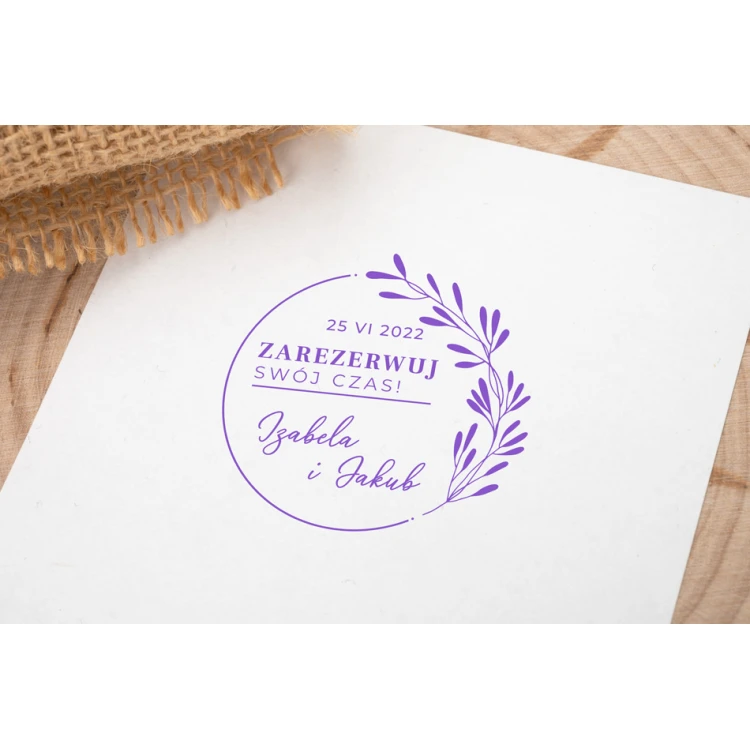 Zarezerwuj swój czas - stempel ślubny do odbijania w tuszu - średnica gryfu 50mm - STS026