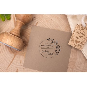 Zarezerwuj swój czas - stempel ślubny do odbijania w tuszu - średnica gryfu 50mm - STS026