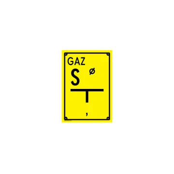 Zawieradło cieczowe - tabliczka lokalizacyjna dla gazociągu - wym. 140x200mm - PVC - kolorowy druk UV - BHP104