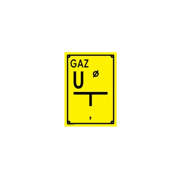 Zawieradło mechaniczne na rurociągu UPU - tabliczka lokalizacyjna dla gazociągu - wym. 140x200mm - PVC - kolorowy druk UV - BHP106
