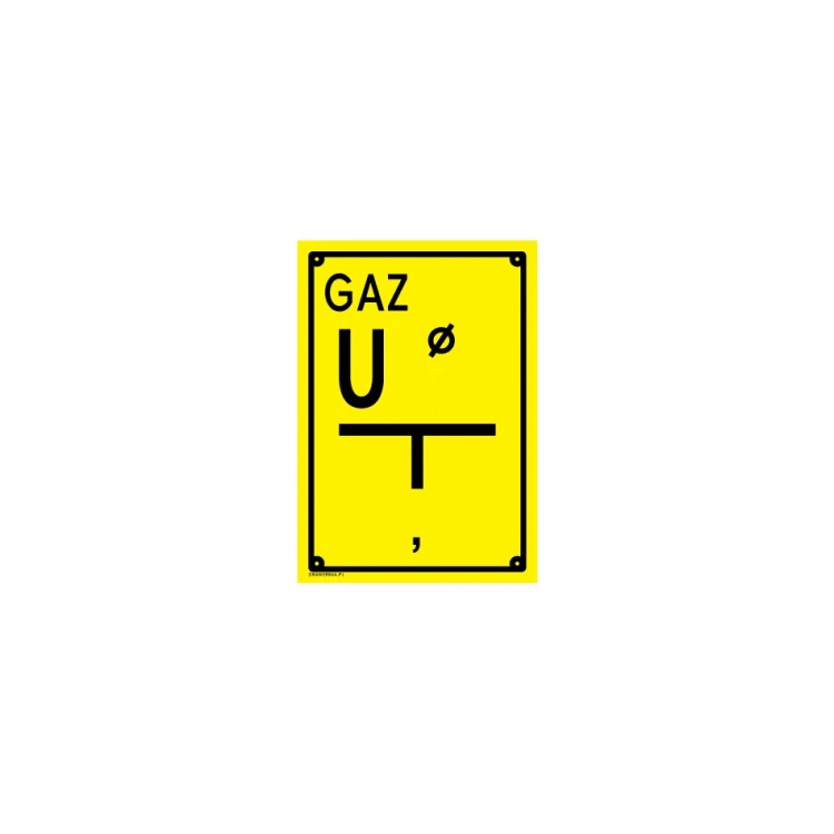 Zawieradło mechaniczne na rurociągu UPU - tabliczka lokalizacyjna dla gazociągu - wym. 140x200mm - PVC - kolorowy druk UV - BHP106