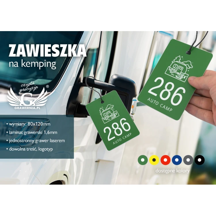 Zawieszki na kemping, pole namiotowe - wymiary: 80x120mm - CAMP2