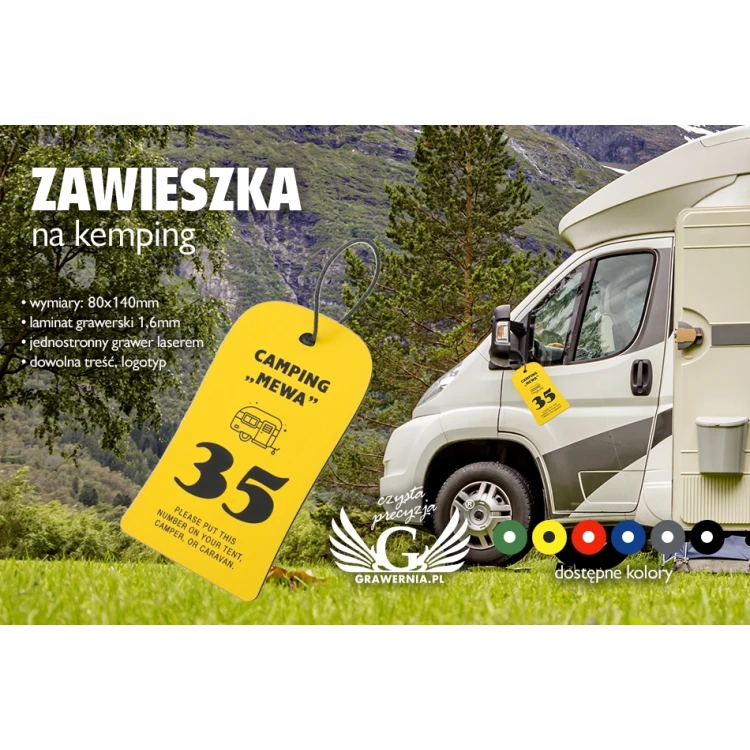 Zawieszki na kemping, pole namiotowe - wymiary: 80x140mm - CAMP3