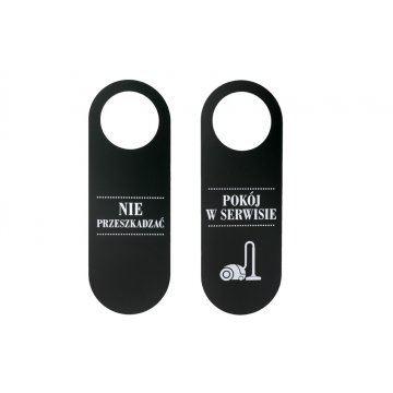 Zawieszki na klamkę hotelową - czarne - wymiary: 243x85mm - druk UV - ZAW005