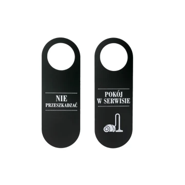 Zawieszki na klamkę hotelową - czarne - wymiary: 243x85mm - druk UV - ZAW005