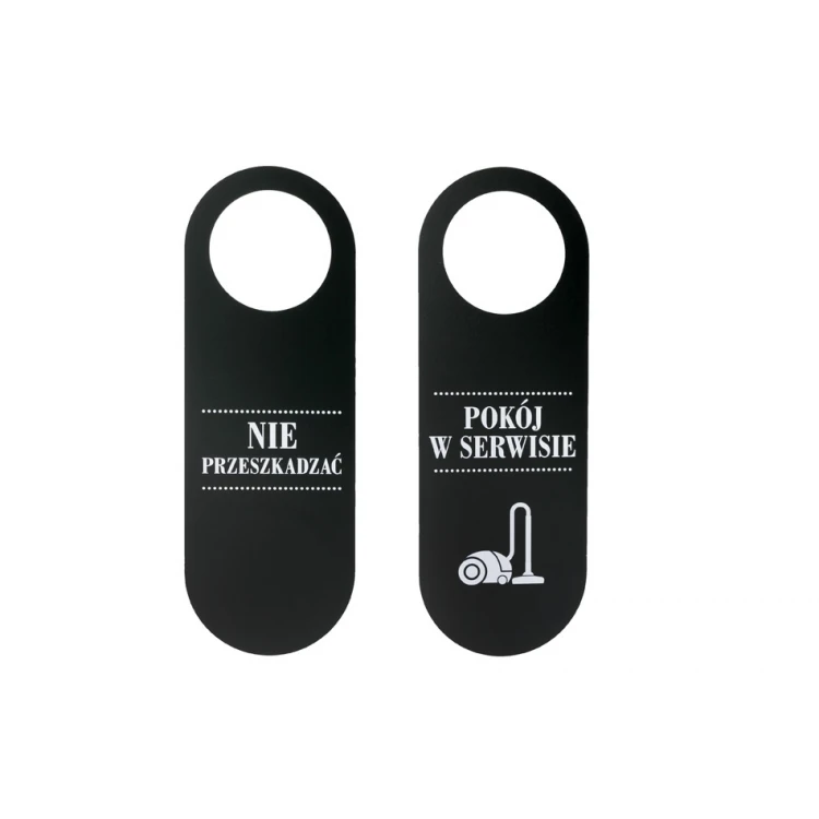 Zawieszki na klamkę hotelową - czarne - wymiary: 243x85mm - druk UV - ZAW005