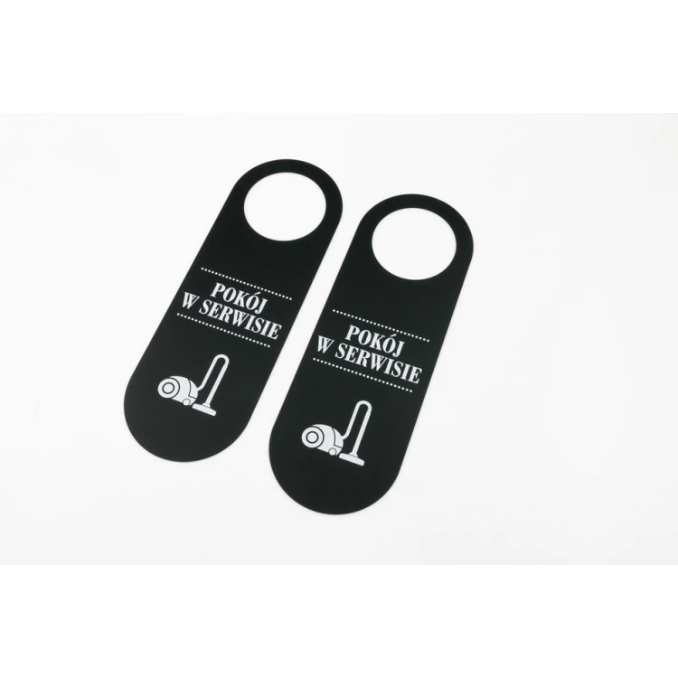Zawieszki na klamkę hotelową - czarne - wymiary: 243x85mm - druk UV - ZAW005