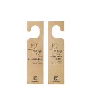 Zawieszki na klamkę hotelową z drewna - wymiary: 73x278mm - druk UV - ZAW008
