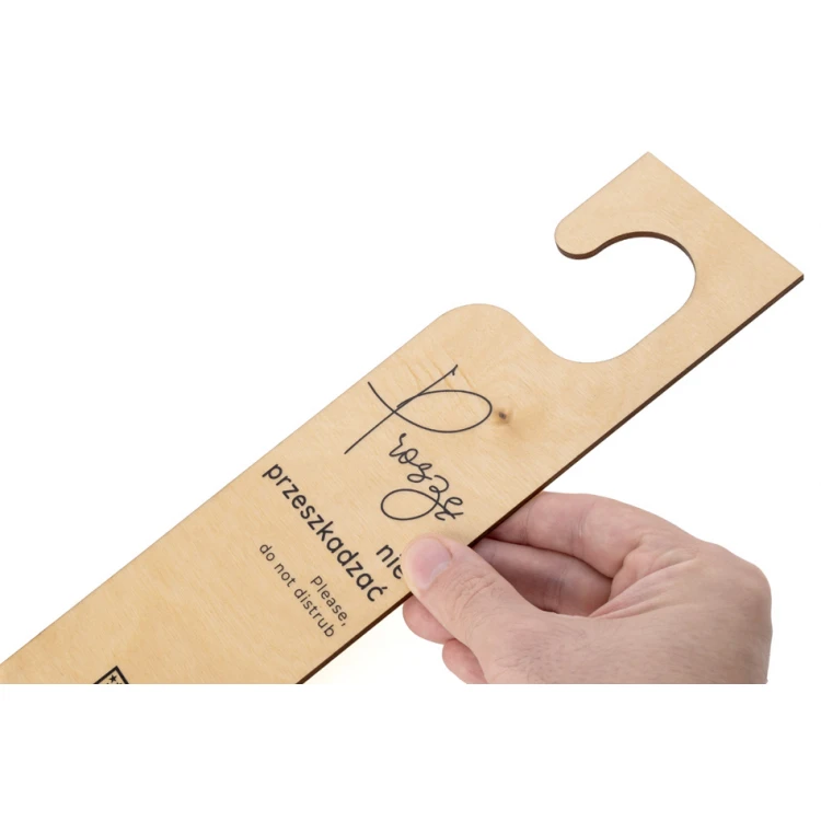 Zawieszki na klamkę hotelową z drewna - wymiary: 73x278mm - druk UV - ZAW008