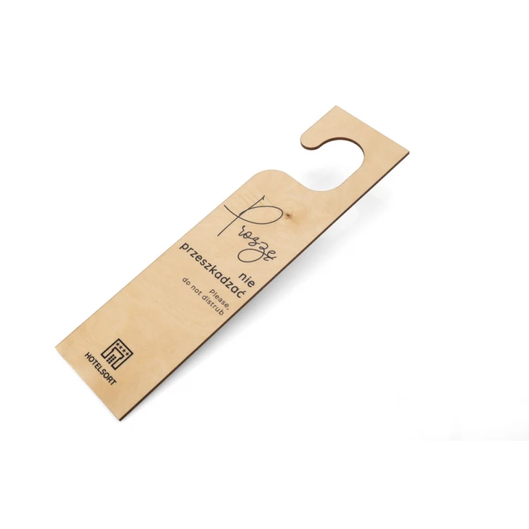 Zawieszki na klamkę hotelową z drewna - wymiary: 73x278mm - druk UV - ZAW008