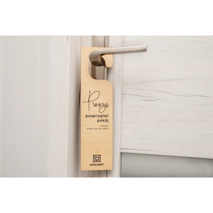Zawieszki na klamkę hotelową z drewna - wymiary: 73x278mm - druk UV - ZAW008