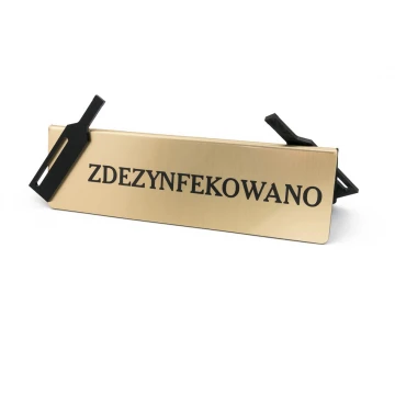 Zdezynfekowano - stojak na stolik - wym. 200x60mm - laminat grawerski z czarną plexi - ST011