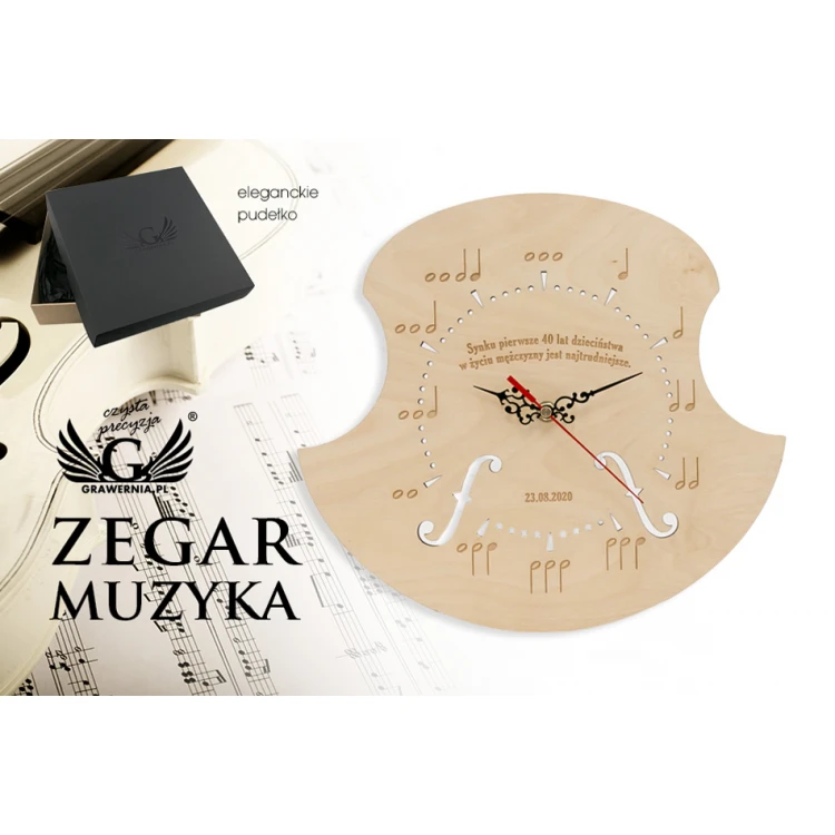 Zegar dla muzyka - kolor naturalny -  ZEG024