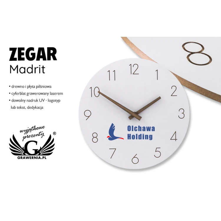 Zegar Madrit z kolorowym nadrukiem UV - ZEG025