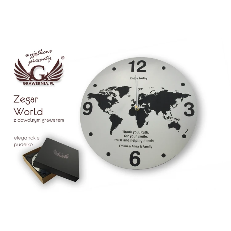Zegar World z dowolnym grawerem - ZEG013